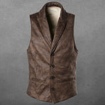 Carregue a imagem no visualizador da Galeria, Retro Suede Vest Men Vintage Style Slim Fit Autumn Winter Mens Sleeveless Jacket V Neck Warm Waistcoat  Amaijoin
