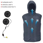 Carregue a imagem no visualizador da Galeria, Men Summer Air Conditioning Clothing Fan Cooling Vest 2022 New USB Charging Cooling Sport Man Outdoor Solid Color Coat Plus Size  Amaijoin
