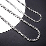 Carregue a imagem no visualizador da Galeria, eManco 2/3/4/5MM Rope Chain Necklace Silver Color Chains Stainless Steel Never Fade Waterproof Choker Men Women Jewelry  Amaijoin
