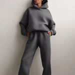 Carregue a imagem no visualizador da Galeria, Winter Women Fleeced Tracksuits Casual Hoodie and Sweatpants Suit Fashion Two Pieces Set Hooded Sweatshirt Sport Jogger Outfits  Amaijoin
