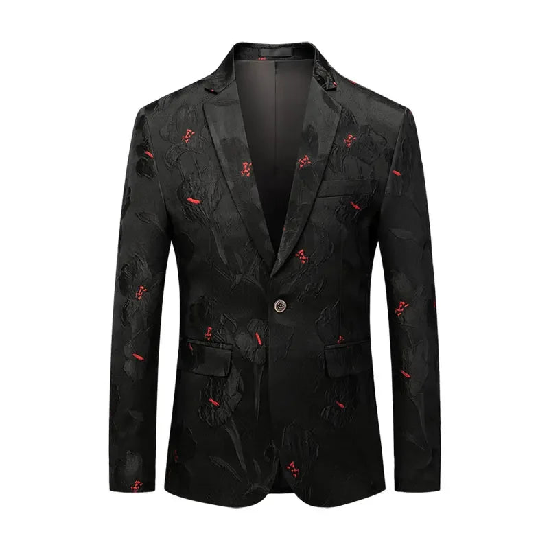 2023 Fashion New Men's Casual Boutique Business Holiday Flower Suit / Male Slim Floral Blazer Jacket Coat  Amaijoin