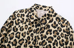 Carregue a imagem no visualizador da Galeria, TRAF-Long Sleeve Leopard Shirts for Women, Button-up Blouses, Animal Print, Chic Tops, Female Fashion  Amaijoin
