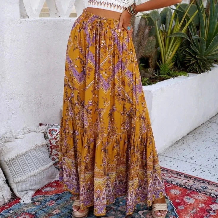 2024 New Fashion Long Skirts for Women Bohemian Loose Beach Skirt Summer Elegant Sweet Clothing  Amaijoin