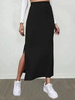 Carregue a imagem no visualizador da Galeria, Women Long Skirts High Waist Bodycon Skirt Women Solid Split Pink Skirt Autumn Winter Streetwear Straight Black Midi Skirt  Amaijoin
