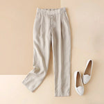 Carregue a imagem no visualizador da Galeria, Black Women&#39;s Pants Elastic Waist Linen Trousers for Woman Clothing White Summer Nylon Outfits High Quality Korean Fashion 90s G  Amaijoin
