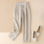 Carregue a imagem no visualizador da Galeria, Black Women&#39;s Pants Elastic Waist Linen Trousers for Woman Clothing White Summer Nylon Outfits High Quality Korean Fashion 90s G  Amaijoin
