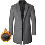 Carregue a imagem no visualizador da Galeria, Male Woolen Coat Solid Color Slim Mid-Length Windbreaker Warm Wear-Resistant Men&#39;s Wool Coat Business Formal Wear Casual Jacket  Amaijoin
