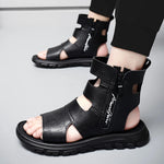 Carregue a imagem no visualizador da Galeria, Summer Men&#39;s Shoes New Fashion Designer High Top Roman Men Sandals Genuine Leather Non-slip Outdoor Soft-soled Casual Sandals  Amaijoin
