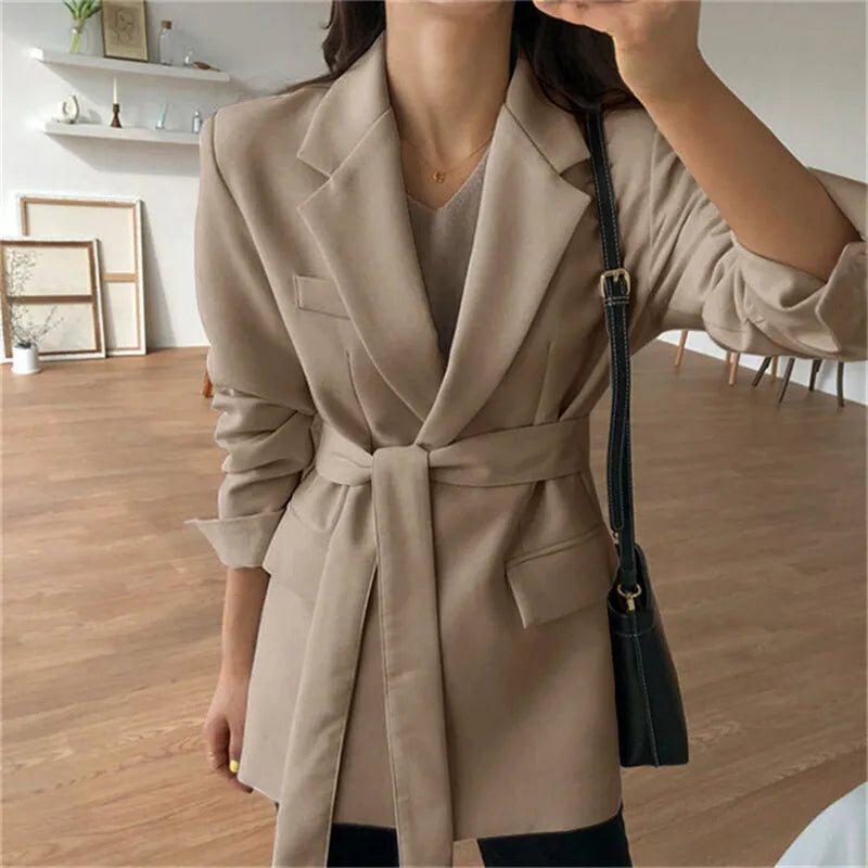 Personalized fashion spring and fall blazer Waist tie blazer spring and autumn blazer  Amaijoin