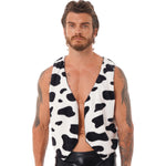 Carregue a imagem no visualizador da Galeria, Men&#39;s Cow Print Sleeveless Open Front Coat Vest Hippie Christmas Halloween Carnival Cowboy Role Play Fancy Costumes Cow Vest  Amaijoin
