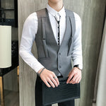 Load image into Gallery viewer, Brand Strap Decorative Vest Men Casual Sleeveless Vests Slim Fit Prom Party Disco Waiter Nightclub Dress Vest Tuxedo Gilet Homme  Amaijoin
