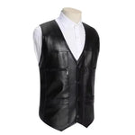 Carregue a imagem no visualizador da Galeria, Hot Sale Mens PU Leather Vest Thick Warm Male Overcoat Plus Size safety biker Vests Outwear Fashion Waistcoat tactical vest  Amaijoin
