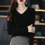 Carregue a imagem no visualizador da Galeria, Women Sweater Long Sleeve Top Knitted Pullover V-Neck Fashion Sweater Woman Winter 2022 Basic Female Clothing Soild OL Sweaters  Amaijoin
