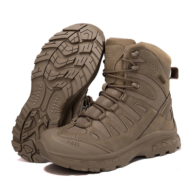 Men's Military Boots Rotating Button Men Desert Tactical Boots Outdoor Combat Boots Wear Resistant Man Winter Boots Hiking Shoes  Amaijoin