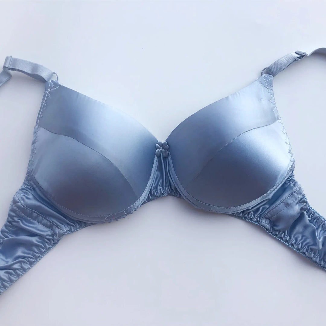 Birdtree 100%Real Silk Double-side Silk Bras Sexy Wire Free Ruched Fashion Sweet Seamless Bras 75 80 38 40 95 AB P3N001QM  Amaijoin