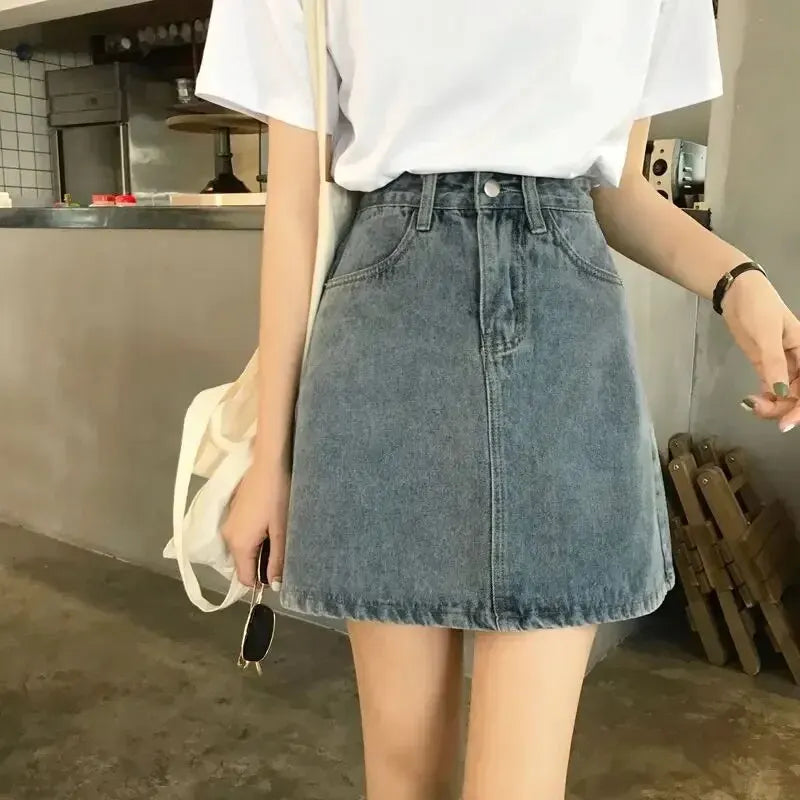 A- line Skirt High-waisted Slimming Denim Mini Dress Spring Summer 2024 New Style Women's Fashion Trend  Amaijoin