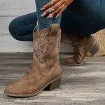 Carregue a imagem no visualizador da Galeria, Classic Western Boots for Woman 2024 Cow Suede Pointed Toe Wedges Heel Ankle Boots Simple Comfortable Cowboy Boots Female  Amaijoin
