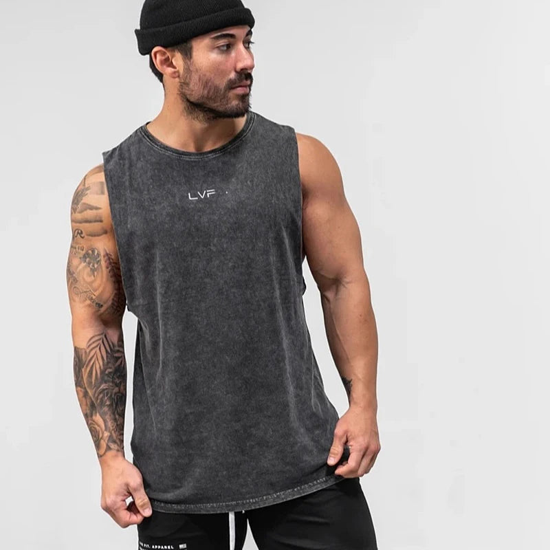 Men's Brand Summer Gym Cotton Tank Top Sleeveless Shirt Man Bodybuilding Clothing Casual Fitness Workout Running Vest Sportswear  Amaijoin