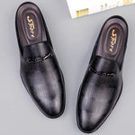 Carregue a imagem no visualizador da Galeria, Luxury Brand Half Drag Casual Sandals Shoes Men Slippers Genuine Leather Loafers Lazy Penny Shoes High Quality Slip on Mens Shoe  Amaijoin
