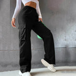 Carregue a imagem no visualizador da Galeria, Womens Cargo Pants Elastic High Waist Wide Leg Trousers Straight Leg Joggers Outfits Baggy Wide Leg Sweatpants Oversized Pants  Amaijoin
