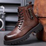 Carregue a imagem no visualizador da Galeria, Designer&#39;s New Men&#39;s Workwear Boots Handsome Motorcycle Boots Thick Sole Mountaineering Boots Men&#39;s Genuine Leather Short Boots  Amaijoin
