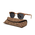 Carregue a imagem no visualizador da Galeria, Kenbo Half Frame Polarized Wood Sunglasses With Case Man Woman Luxury Brand Designer Sun Glasses Male Retro Rivet Mirror Eyewear  Amaijoin
