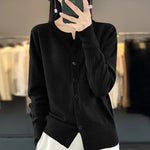 Carregue a imagem no visualizador da Galeria, Autumn And Winter New Cashmere Cardigan Women Solid Color Sweater Loose O-Neck Knitted Cashmere Cardigan Sweater Women  Amaijoin
