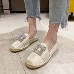 Load image into Gallery viewer, Luxury Satin Silk Espadrille Moccasins Woman Big Square Crystal Buckle Loafers Ladies Brand Design Elegant Slip-on Fishman Shoes  Amaijoin
