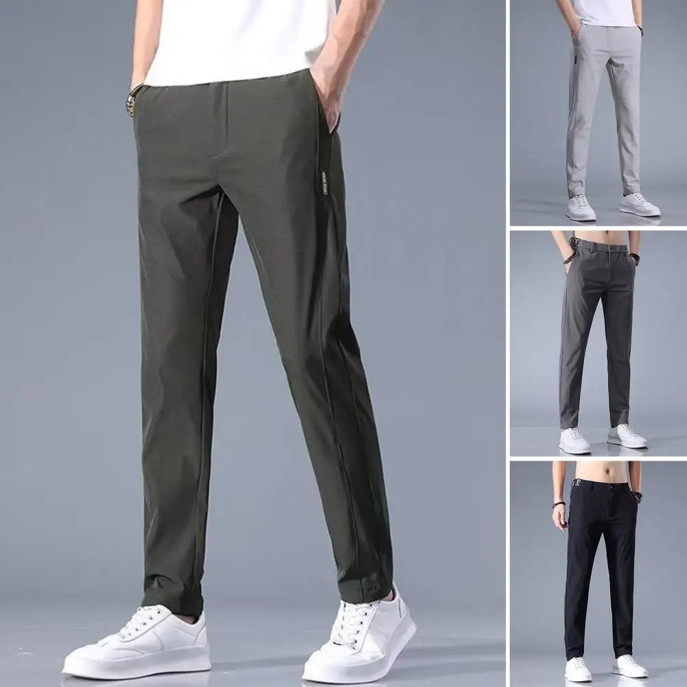 Chic Trousers Slim Fit Men Trousers Pockets Anti-wrinkle Men Summer Pants  Daily Wear  Amaijoin