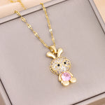 Load image into Gallery viewer, New In Sparkling Sweet Sexy Zircon Crystal Rabbit Pendant Necklaces For Women Trendy Ladies Stainless Steel Neck Chain Jewelry  Amaijoin
