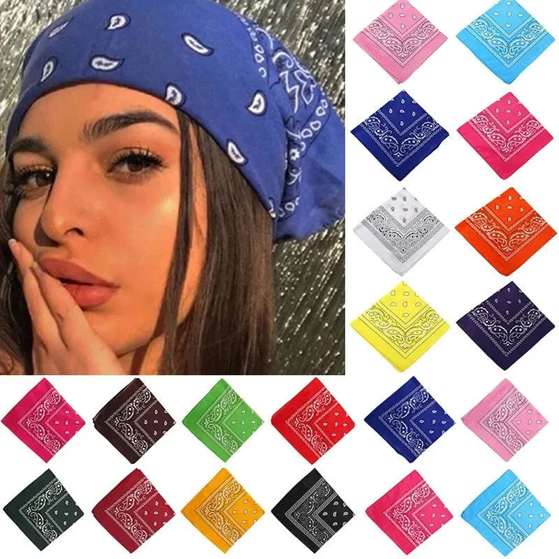 Fashion Bohemian Print Bandana Hair Bands for Women Girls Turban Headband Unisex Square Scarf Handkerchief Hair Accessories  Amaijoin