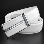 Carregue a imagem no visualizador da Galeria, Elegant White Color Men Women Unisex Leather Belt Genuine Leather Automatic Buckle 3.5cm Width Men Waist Straps for Jeans  Amaijoin
