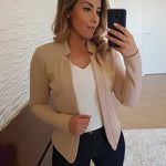 Carregue a imagem no visualizador da Galeria, Women Thin White Blazers Spring 2022 Female Summer Blazer Long Sleeve Open Stitch OL Womens Slim Coats Femme Ladies Black Tops  Amaijoin
