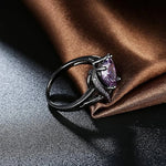 Carregue a imagem no visualizador da Galeria, Romantic 18K Black Gold Plated Promise Band Ring Wedding Purple Heart Cubic Zirconia Rings for Women  Amaijoin
