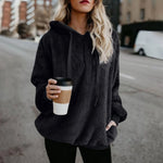 Carregue a imagem no visualizador da Galeria, Winter Women Long Sleeve Fleece Hooded Sweatshirt Pullover Warm Jumper Sweaters With 1/4 Zip  Amaijoin
