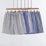 Carregue a imagem no visualizador da Galeria, Summer Men Sleep Bottoms 100% Cotton Pajama Shorts Male Sleepwear Pants Men Home Shorts Striped Lounge Wear Shorts  Amaijoin
