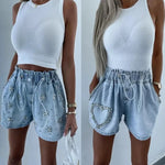 Carregue a imagem no visualizador da Galeria, Fashionable Casual Women&#39;s Denim Shorts Reversible Stitching Versatile Summer New Arrival European American Style  Amaijoin
