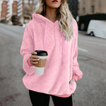 Carregue a imagem no visualizador da Galeria, Winter Women Long Sleeve Fleece Hooded Sweatshirt Pullover Warm Jumper Sweaters With 1/4 Zip  Amaijoin
