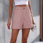 Carregue a imagem no visualizador da Galeria, New summer casual pocket striped casual shorts women&#39;s wear  Amaijoin
