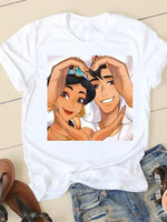 Carregue a imagem no visualizador da Galeria, Women&#39;s T-shirt Short Sleeve Cartoon Graphic Casual Tee Clothes College 90s Style Interconnection Princess Fashion Female  Amaijoin
