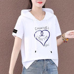 Carregue a imagem no visualizador da Galeria, Short Sleeve Summer Thin White T-shirt Women Casual Fashion Top Loose Style Polyester Fabric Cartoon Design  Amaijoin
