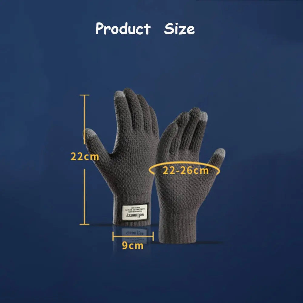 Winter Men Knitted Gloves Touch Screen Cycling Mittens Thicken Warm Wool Cashmere Solid Business Gloves Autumn Winter  Amaijoin