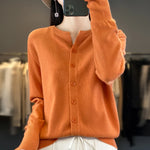 Carregue a imagem no visualizador da Galeria, Autumn And Winter New Cashmere Cardigan Women Solid Color Sweater Loose O-Neck Knitted Cashmere Cardigan Sweater Women  Amaijoin
