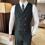 Carregue a imagem no visualizador da Galeria, High Quality Double-Breasted Solid Mens Vest Coat Korean Style Business Slim Fit Male Waistcoat Groom Wedding Dress Suit Vests  Amaijoin
