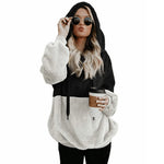 Carregue a imagem no visualizador da Galeria, Women&#39;s pullover Women&#39;s Color Blocking Hooded Stitched Long Sleeve Zipper Plush Sweatshirts  Amaijoin
