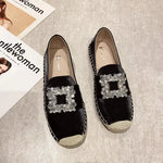 Load image into Gallery viewer, Luxury Satin Silk Espadrille Moccasins Woman Big Square Crystal Buckle Loafers Ladies Brand Design Elegant Slip-on Fishman Shoes  Amaijoin
