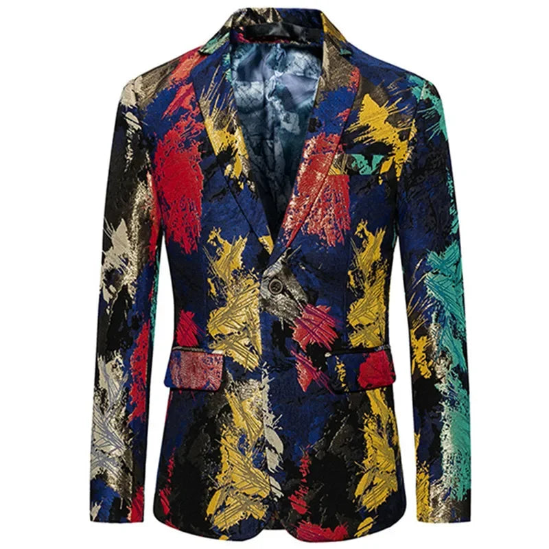 2023 Fashion New Men's Casual Boutique Business Holiday Flower Suit / Male Slim Floral Blazer Jacket Coat  Amaijoin