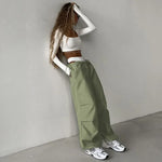 Carregue a imagem no visualizador da Galeria, Y2k Baggy Pants Women Cargo Pants Sports Wide Leg Pants Drawstring Joggers Female Streetwear Solid Casual High Waisted Trousers  Amaijoin
