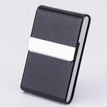 Carregue a imagem no visualizador da Galeria, Business Card Holder PU Leather Business Card Case Name Cards Wallet Slim Metal Pocket Card Organizer Gifts for Men Women Office  Amaijoin
