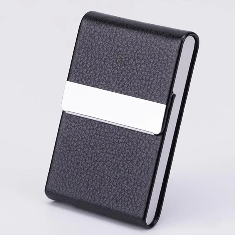 Business Card Holder PU Leather Business Card Case Name Cards Wallet Slim Metal Pocket Card Organizer Gifts for Men Women Office  Amaijoin